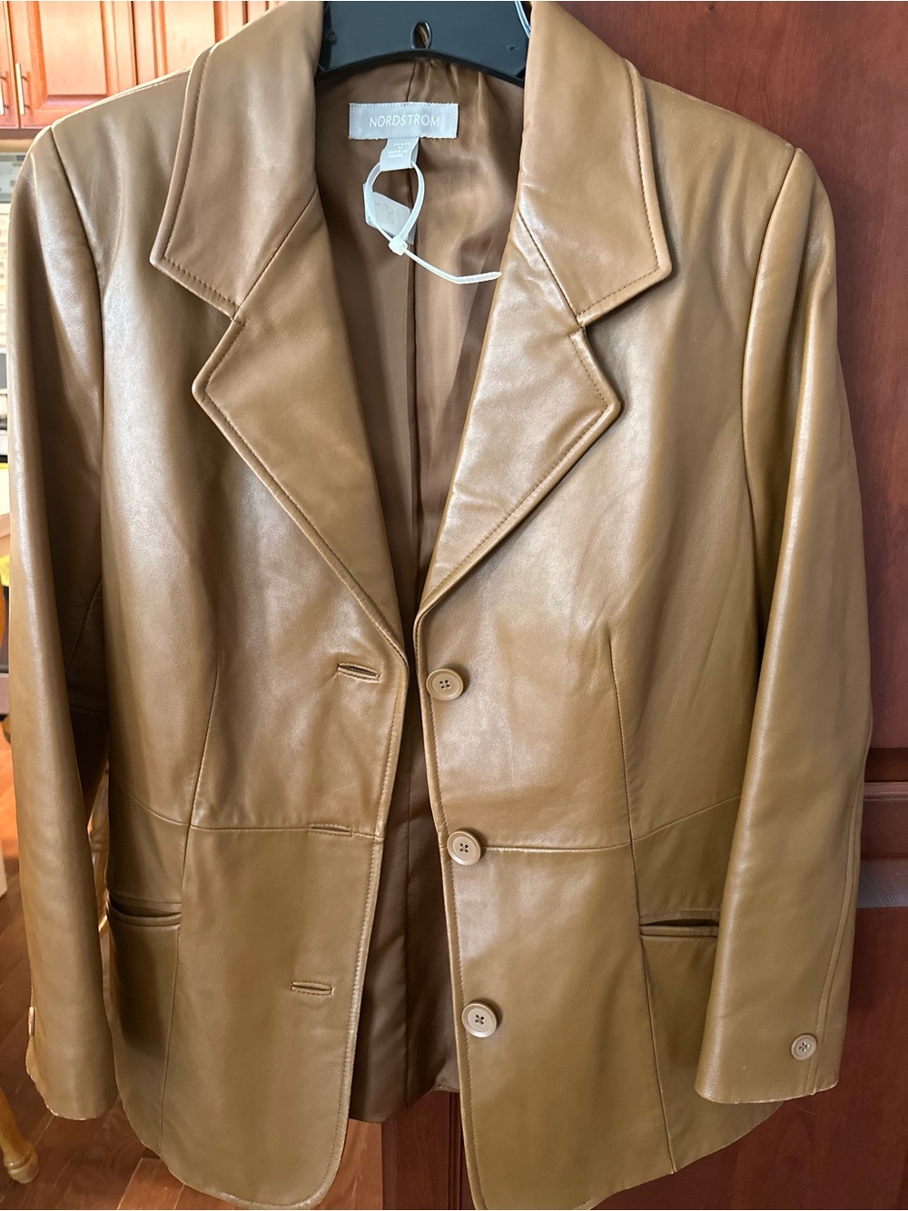Nordstrom Tan Genuine Leather Blazer Jacket